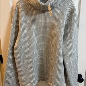 J. Crew Light Gray Plaid Turtleneck Sweater